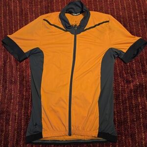 Specialized Bike Jersey Large Orange 100% Polyester Full Zip ReflexSun UPF50
